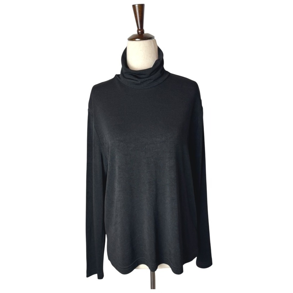 Windridge Shirt Women Medium Black Knit Turtleneck‎ Lightweight Top NWT Goth